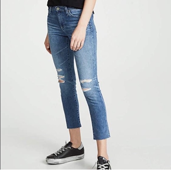 AG Prima distressed size 26 Cigarette straight crop jeans - Picture 1 of 9